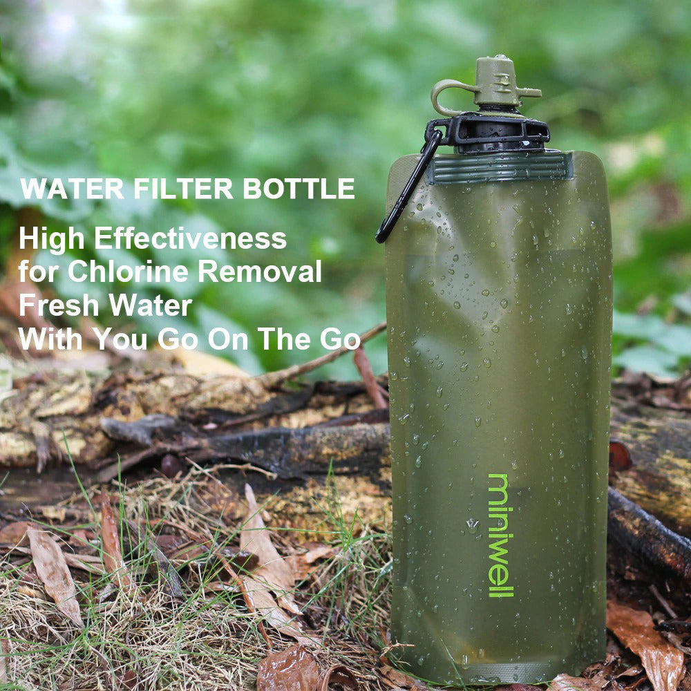 Outdoor Water Purification with Collapsible Water Bottle